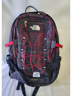 The North Face Borealis Hiking Backpack 28L Zip 15" Laptop Nylon Red Black